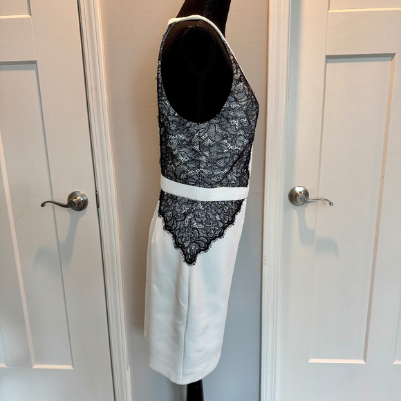 Guess Dress, white with black lace overlay, L, EUC, back zip closure, Halter - Picture 7 of 13